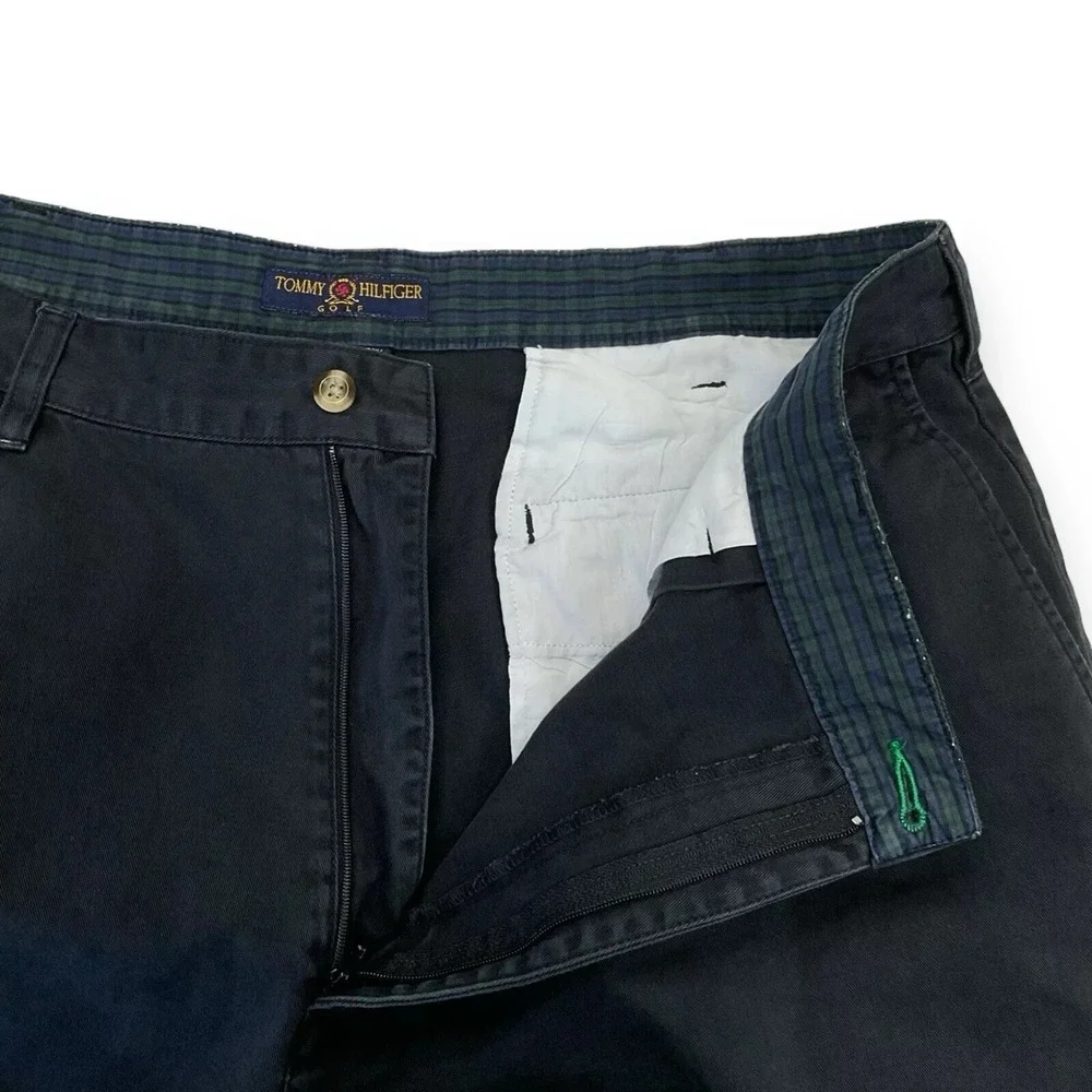 Tommy Hilfiger Golf Pants Men 30 (ACTUAL 35x27) Black Vintage Chino Twill Casual